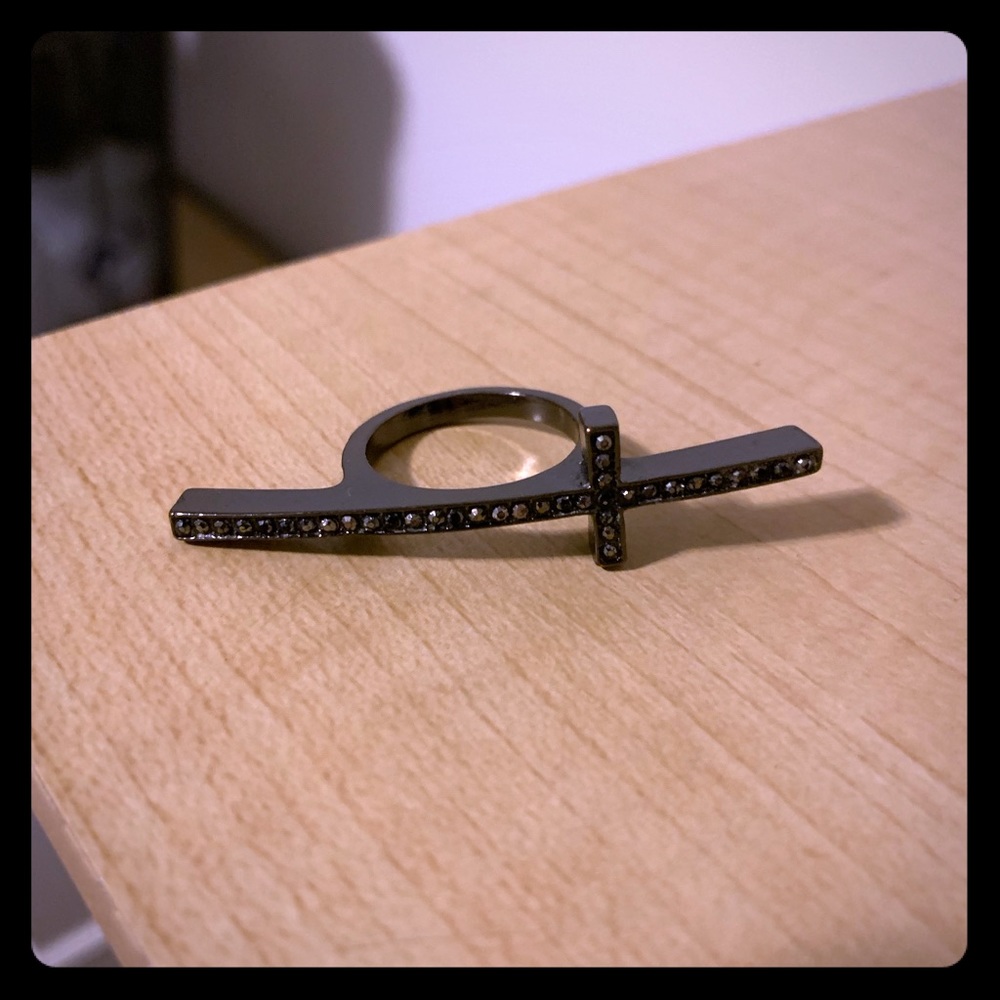 Black metal large cross ring